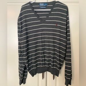 Polo by Ralph Lauren, Size L, Dark Grey and cream strips, Sweater, Men’s, EUC